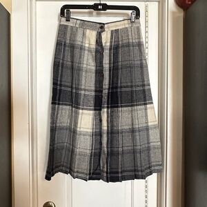 60s/70s Tartan Pleated Plaid Midi Skirt By London Place